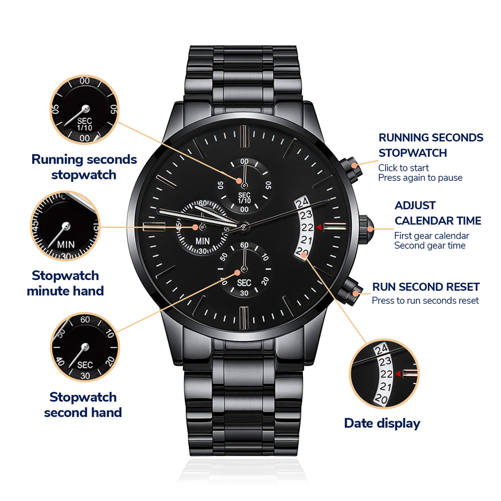 Non Message Card Black Chrograph Watch