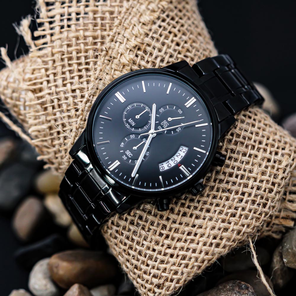 Non Message Card Black Chrograph Watch
