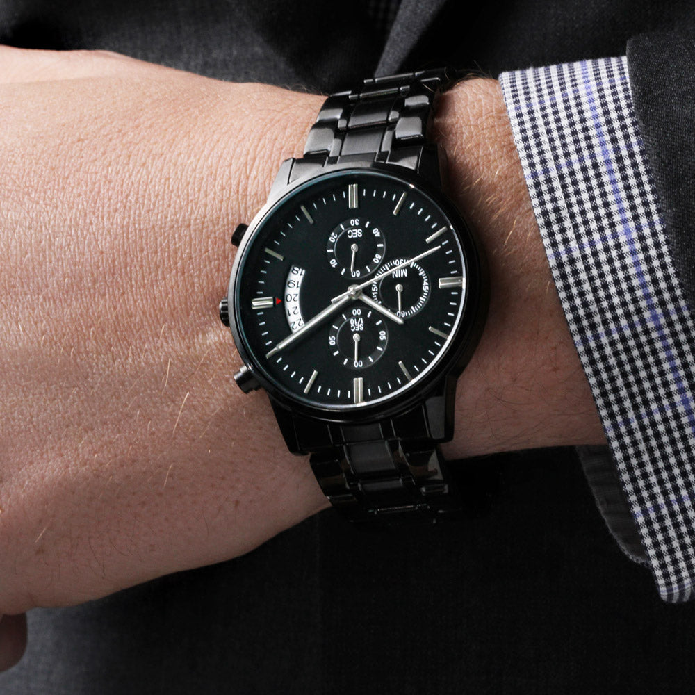 Non Message Card Black Chrograph Watch