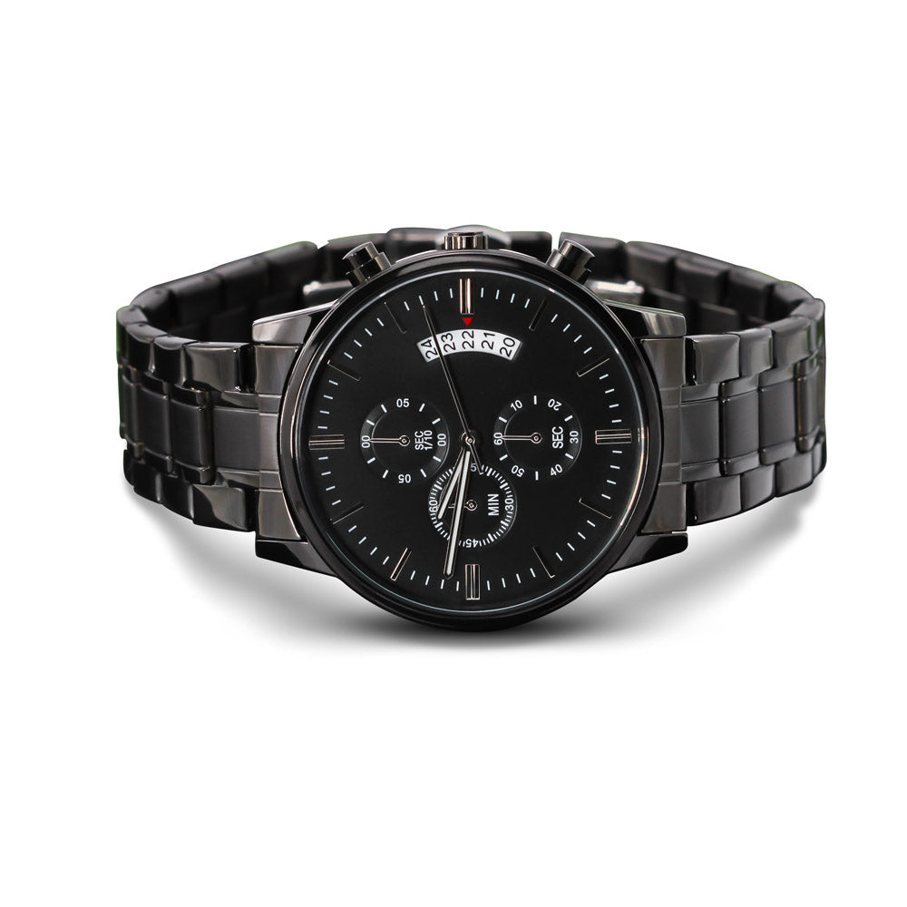 Non Message Card Black Chrograph Watch