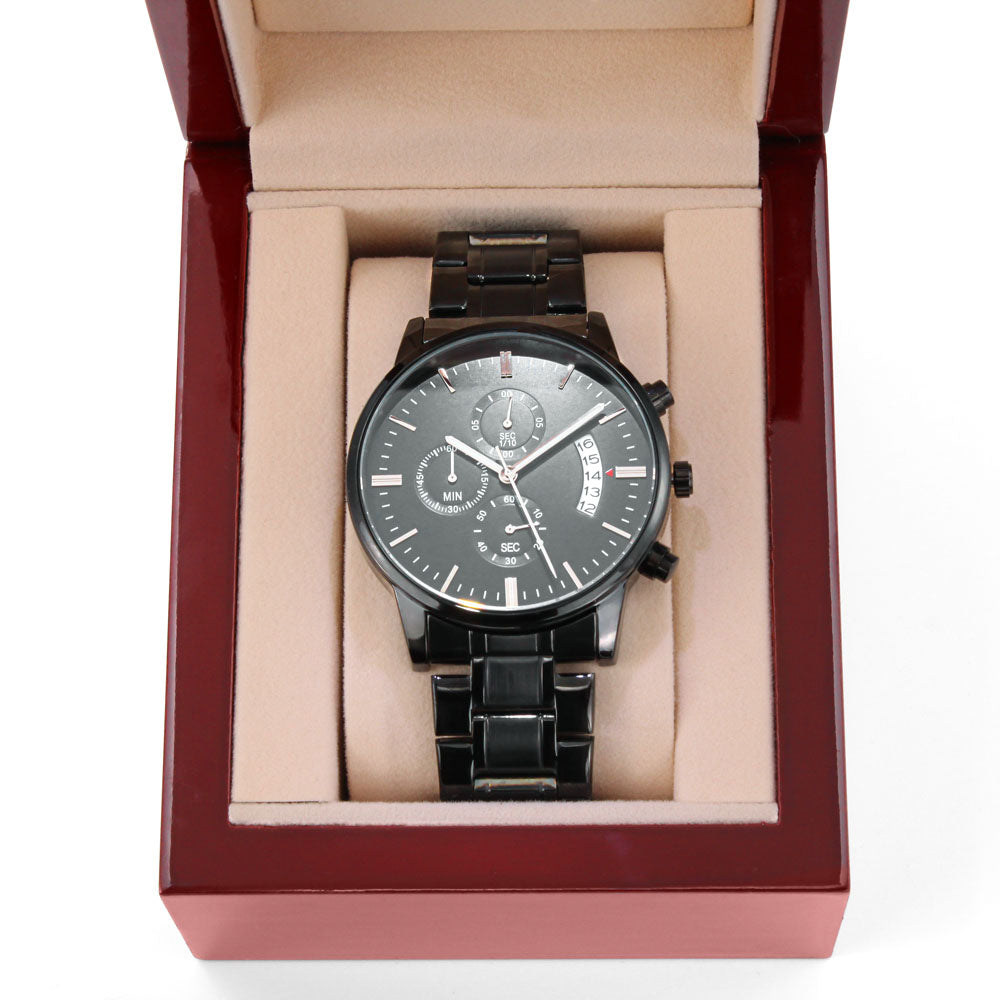 Non Message Card Black Chrograph Watch