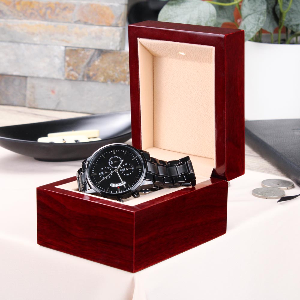 Non Message Card Black Chrograph Watch