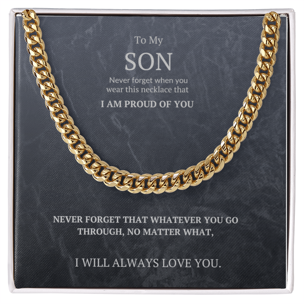Cuban Link Chain Massage card. To my Son