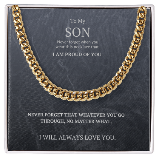 Cuban Link Chain Massage card. To my Son