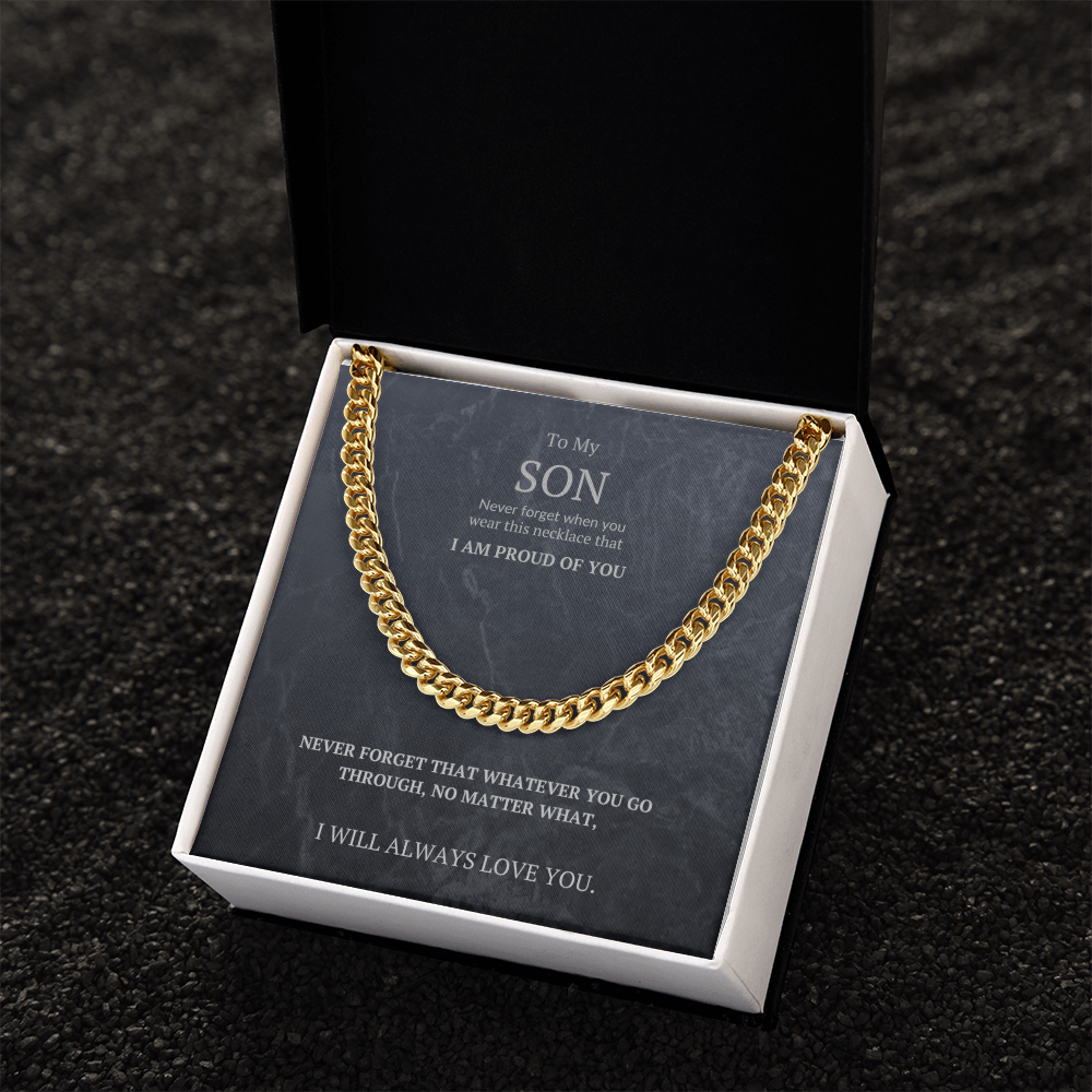 Cuban Link Chain Massage card. To my Son