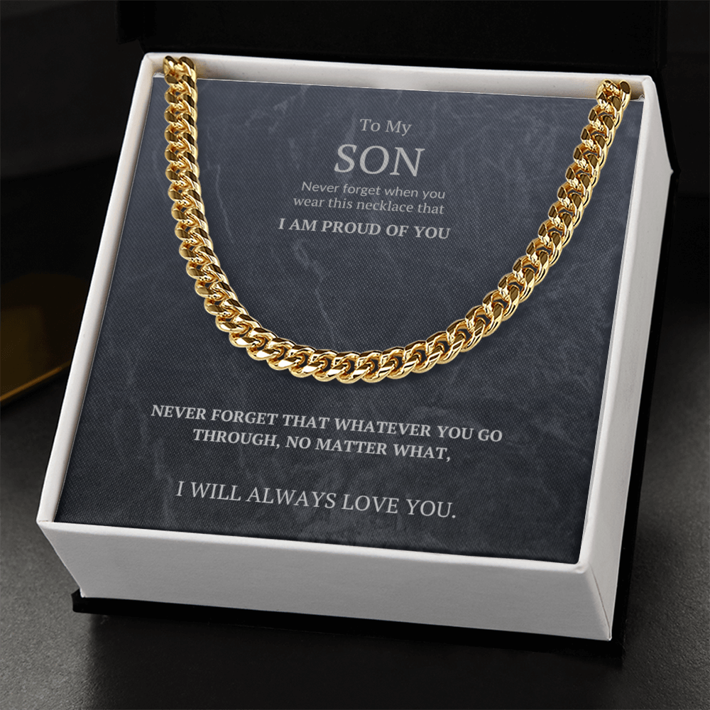Cuban Link Chain Massage card. To my Son