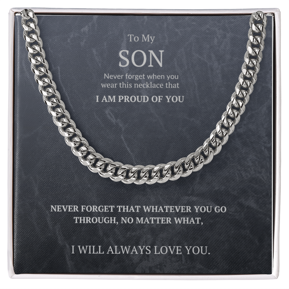 Cuban Link Chain Massage card. To my Son