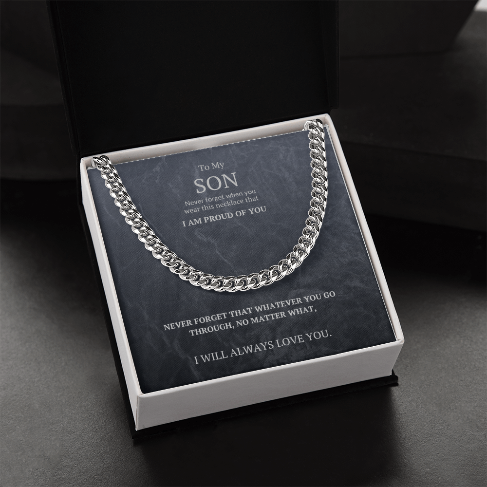 Cuban Link Chain Massage card. To my Son