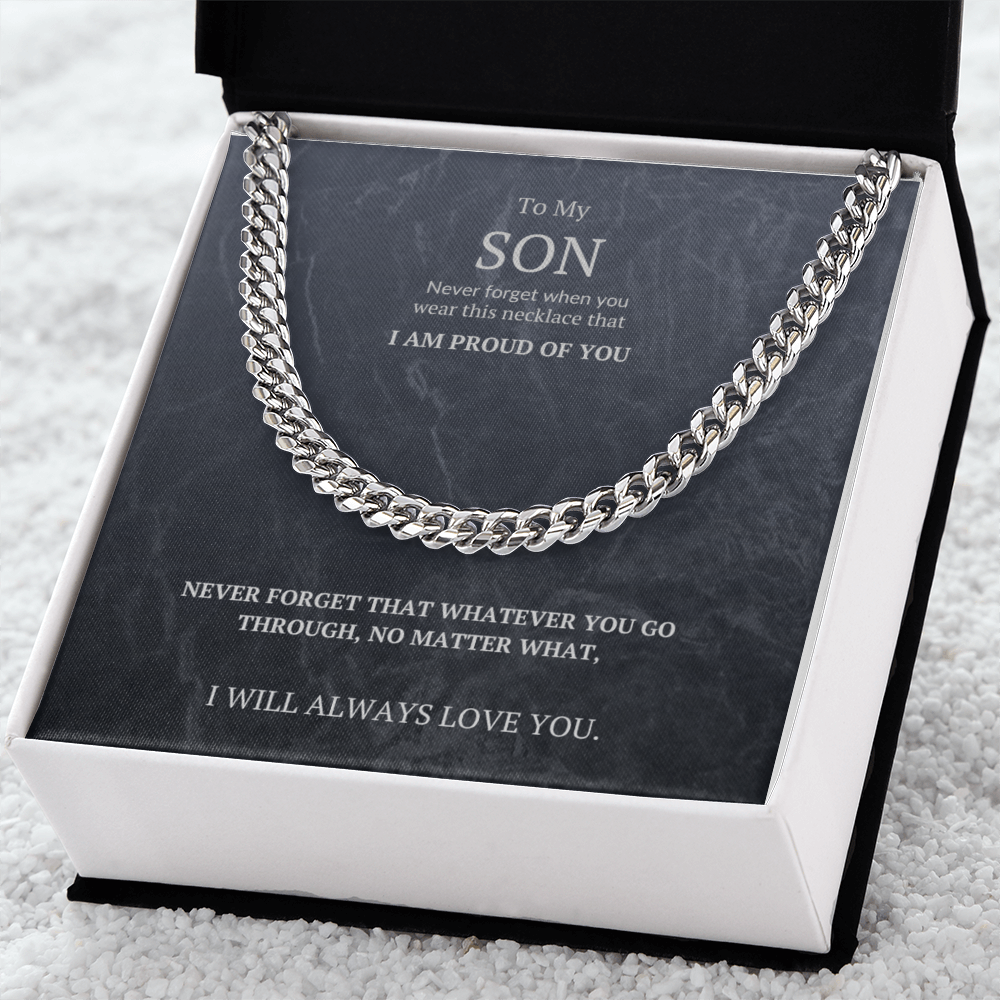 Cuban Link Chain Massage card. To my Son