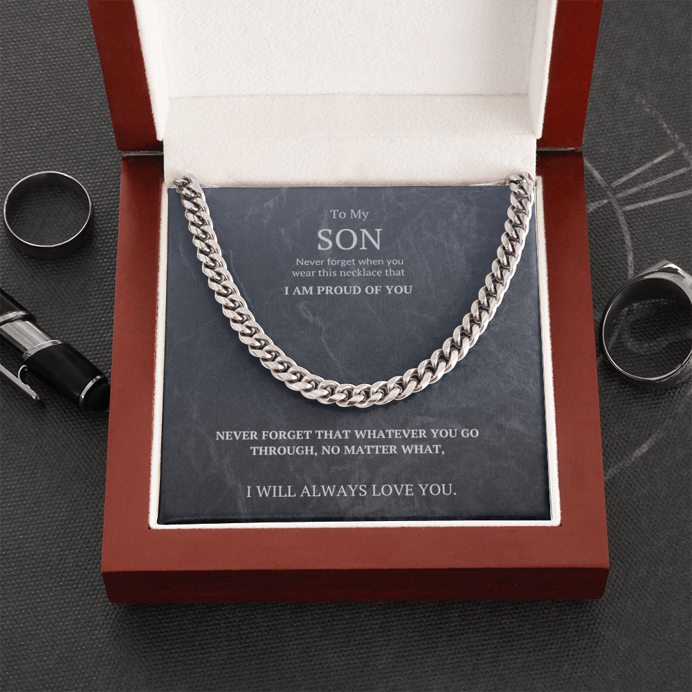 Cuban Link Chain Massage card. To my Son