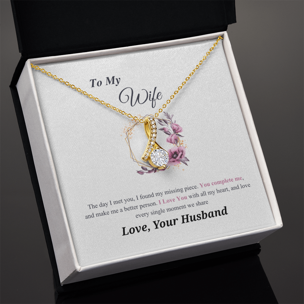 To my Wife massage card necklace