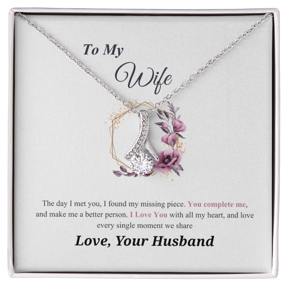 To my Wife massage card necklace