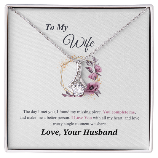 To my Wife massage card necklace