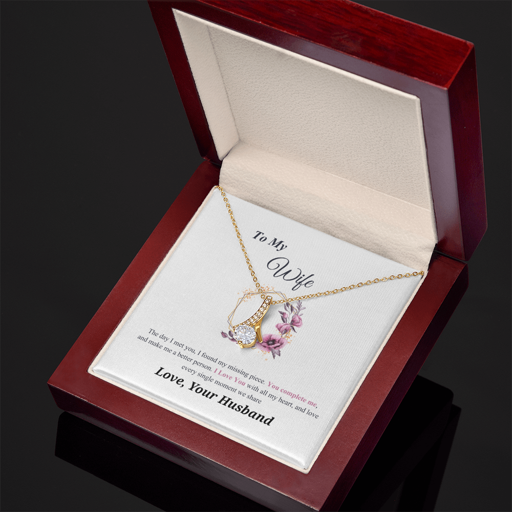 To my Wife massage card necklace