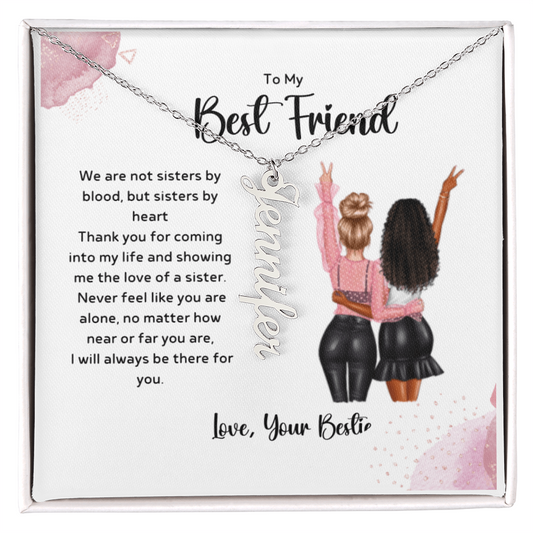 To my Bestie Massage Card and Costumize Verticale Name Necklace