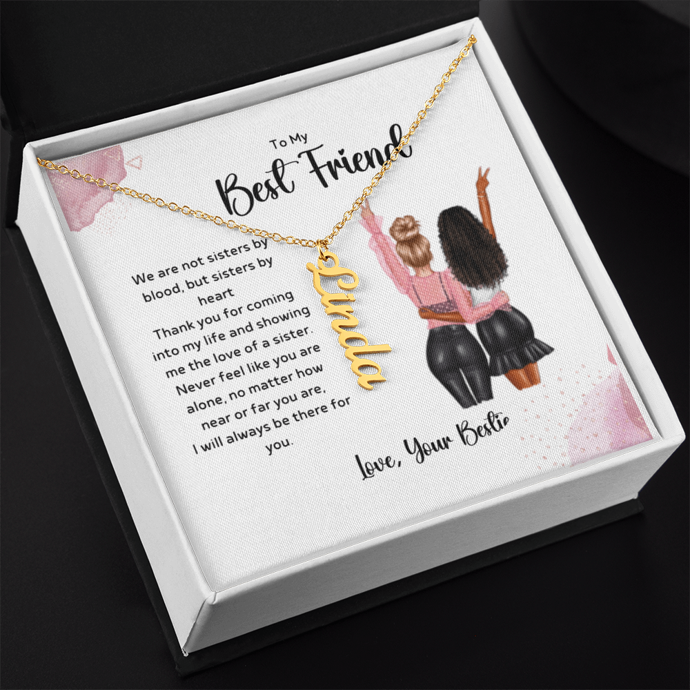 To my Bestie Massage Card and Costumize Verticale Name Necklace