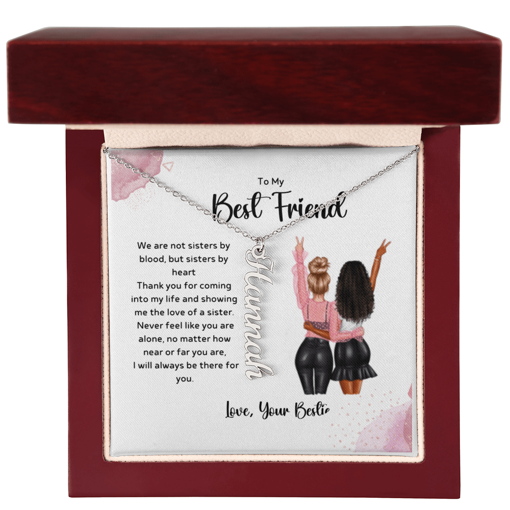 To my Bestie Massage Card and Costumize Verticale Name Necklace