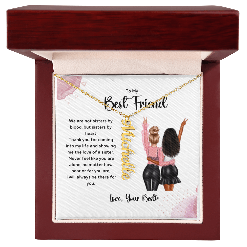 To my Bestie Massage Card and Costumize Verticale Name Necklace