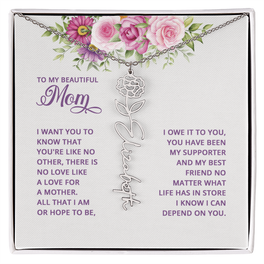 To my mom Flowername Necklace