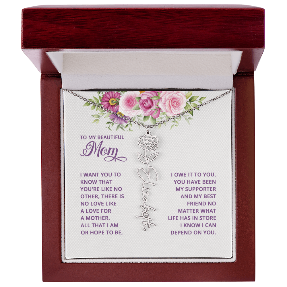 To my mom Flowername Necklace