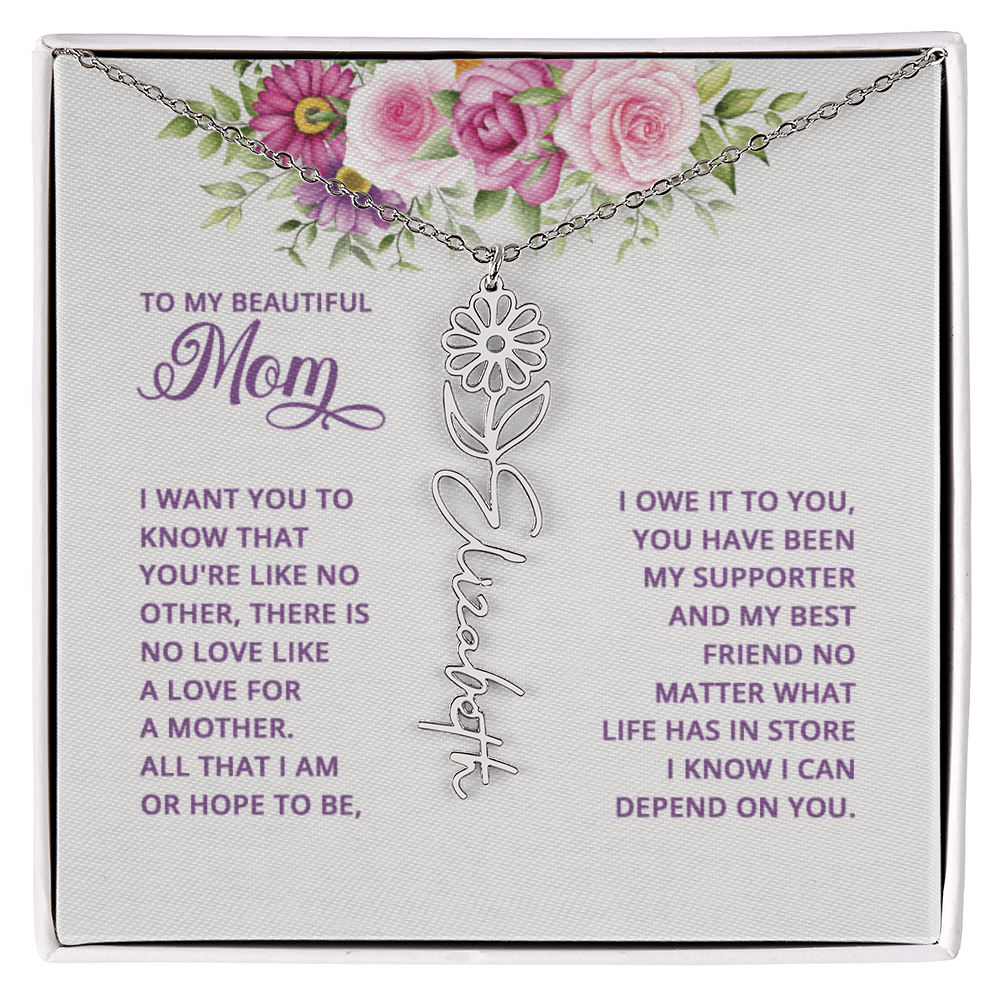 To my mom Flowername Necklace