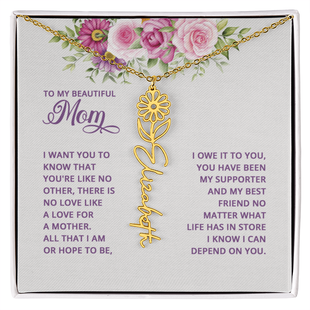 To my mom Flowername Necklace