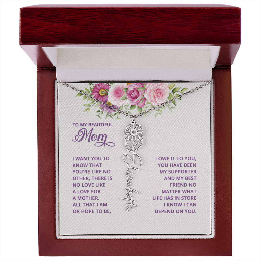 To my mom Flowername Necklace