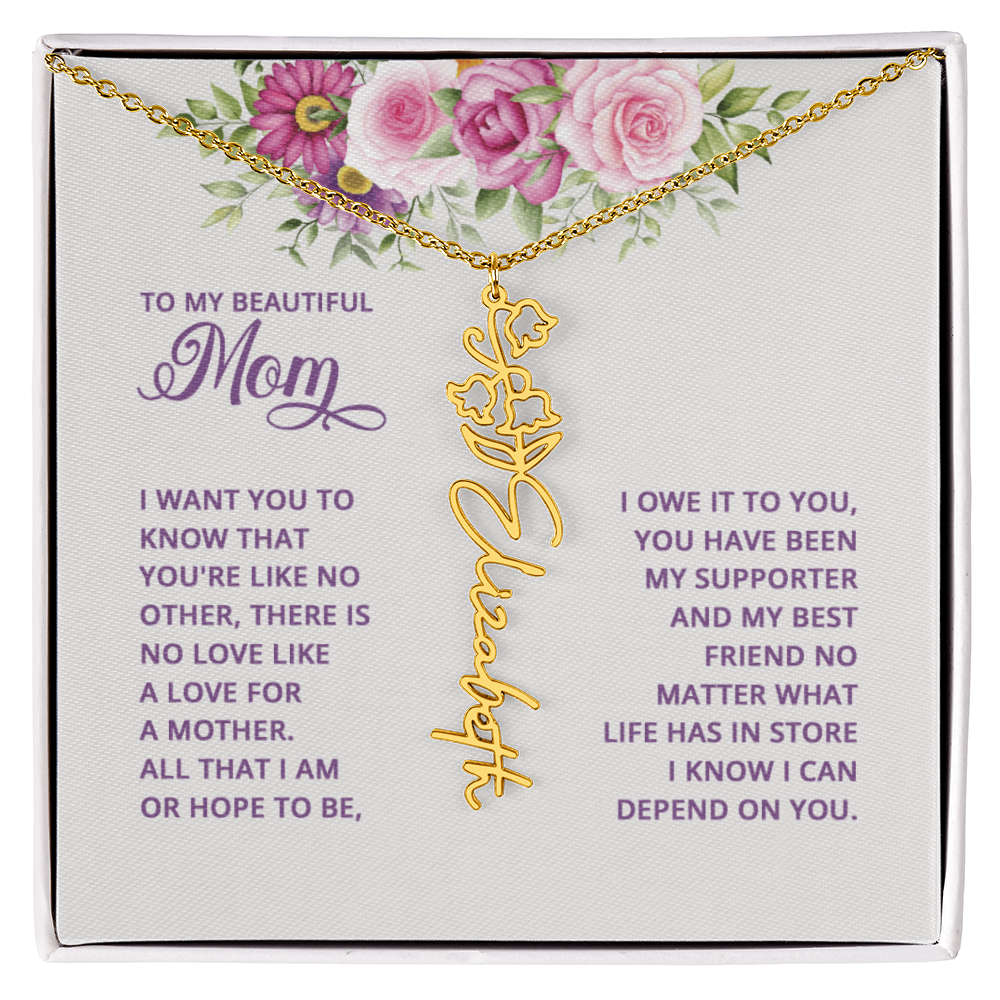 To my mom Flowername Necklace