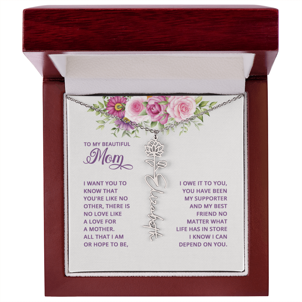 To my mom Flowername Necklace