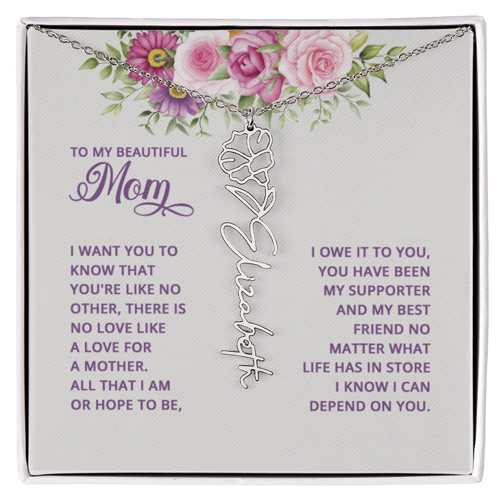 To my mom Flowername Necklace