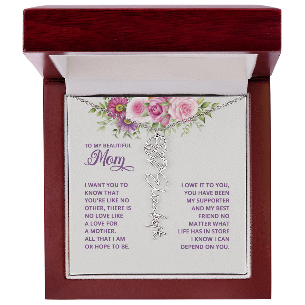 To my mom Flowername Necklace
