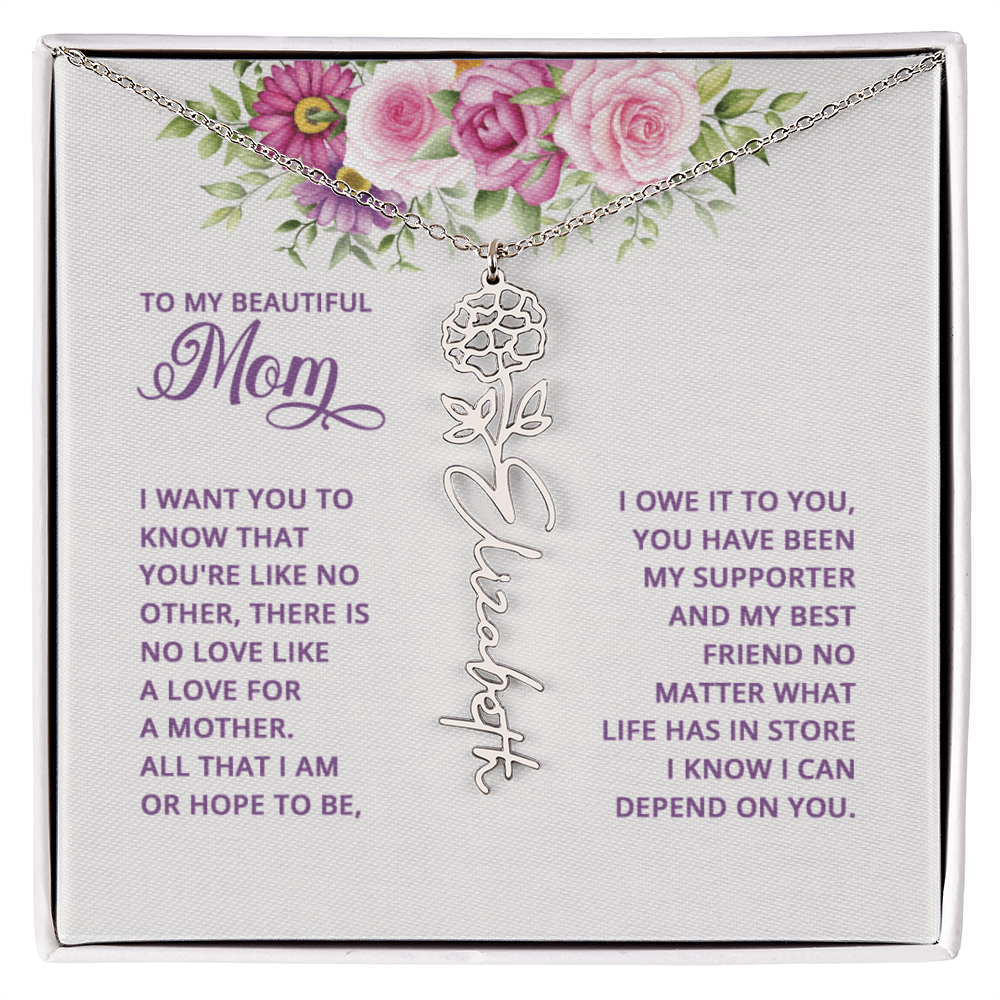 To my mom Flowername Necklace