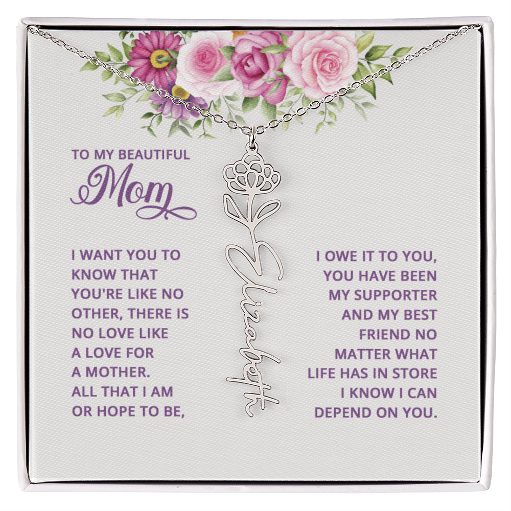 To my mom Flowername Necklace