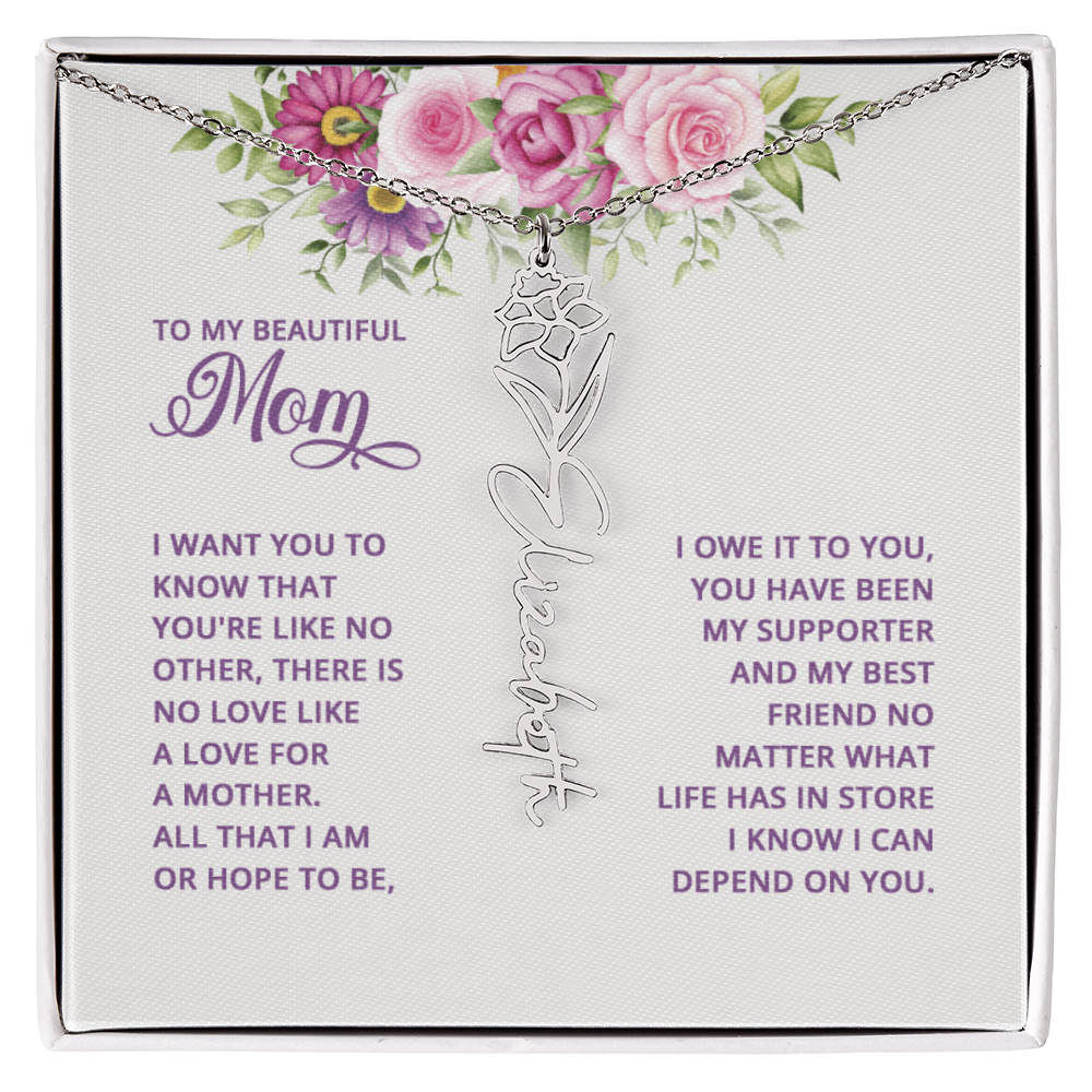 To my mom Flowername Necklace