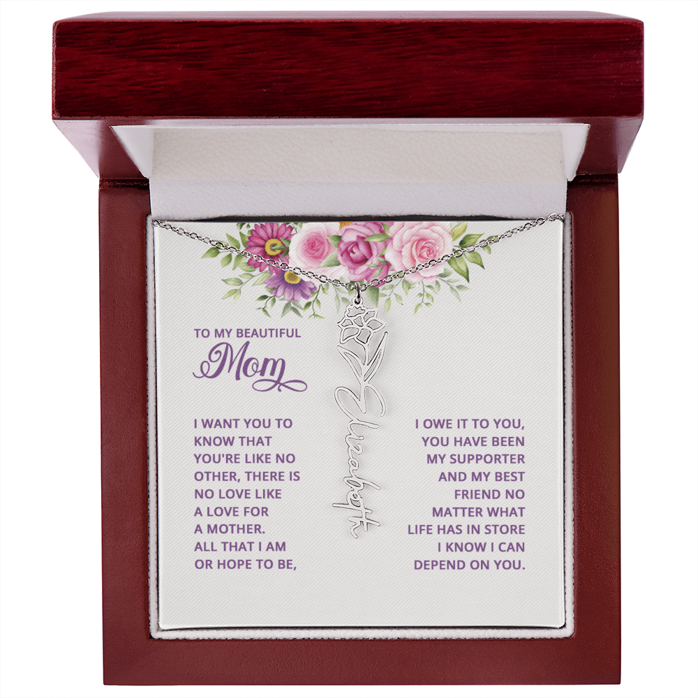 To my mom Flowername Necklace