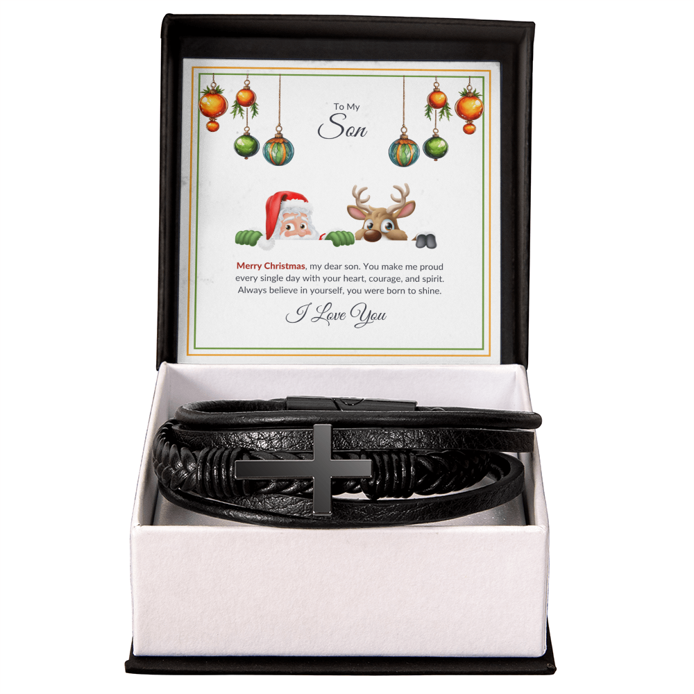 To My Son – Merry Christmas Cross Bracelet
