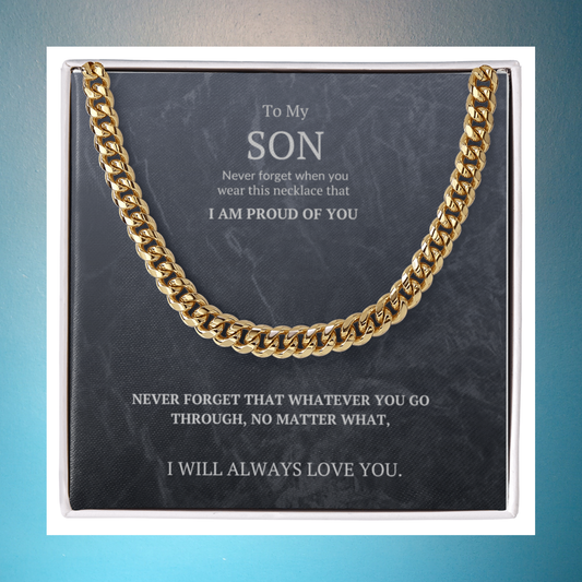 To my Son - Cuban Link Chain Massage card