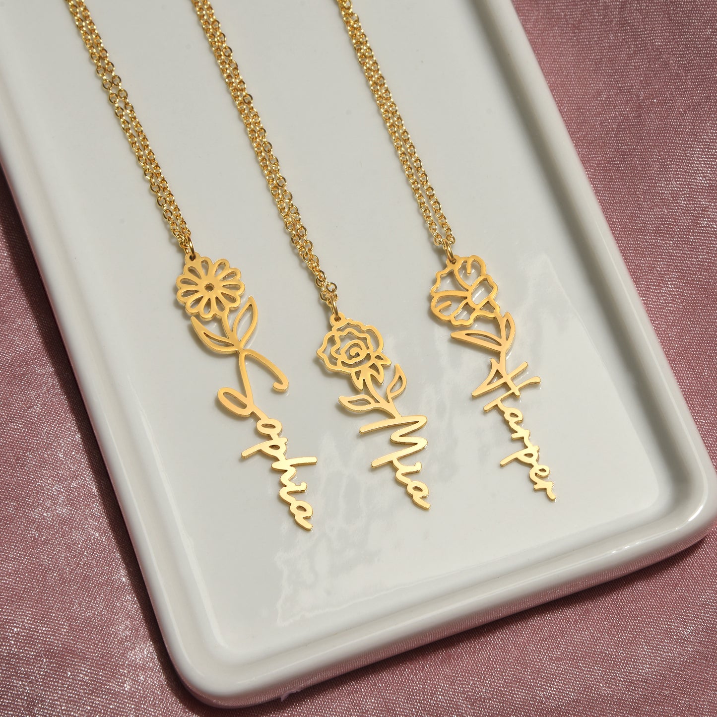 To my mom - Flowername Necklace