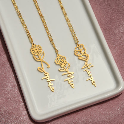 To my mom - Flowername Necklace