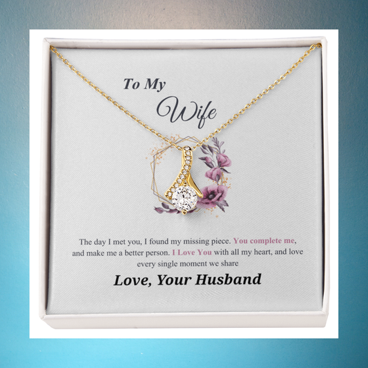 To my Wife massage card necklace