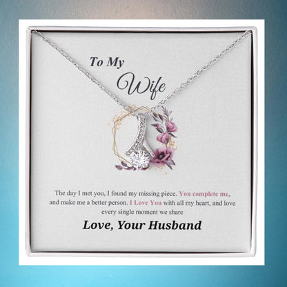 To my Wife massage card necklace