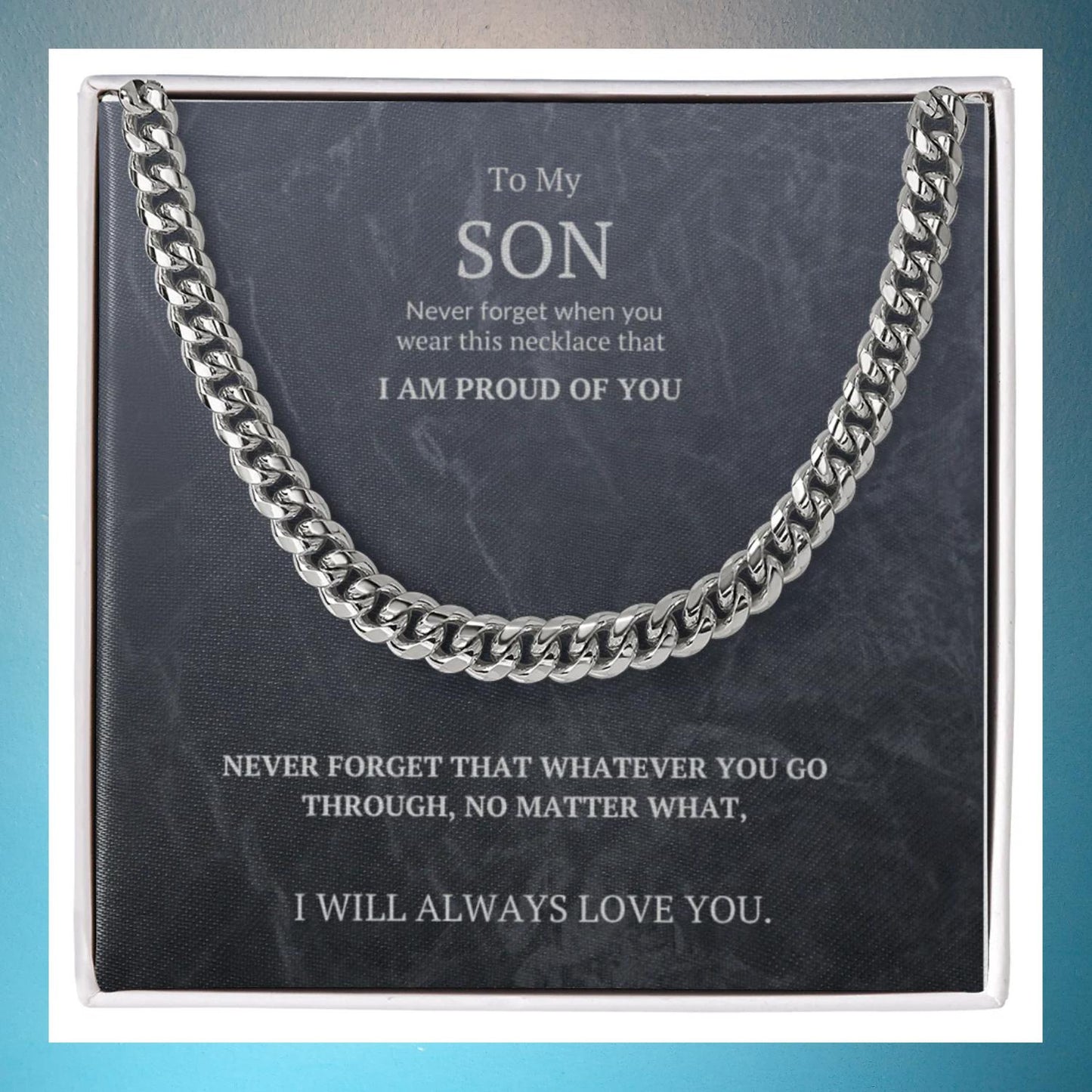 To my Son - Cuban Link Chain Massage card