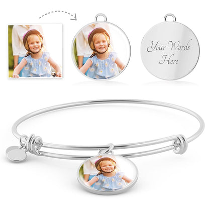 Custom Photo Bracelet Christmas Gift – Personalized Heart Bangle for Soulmate