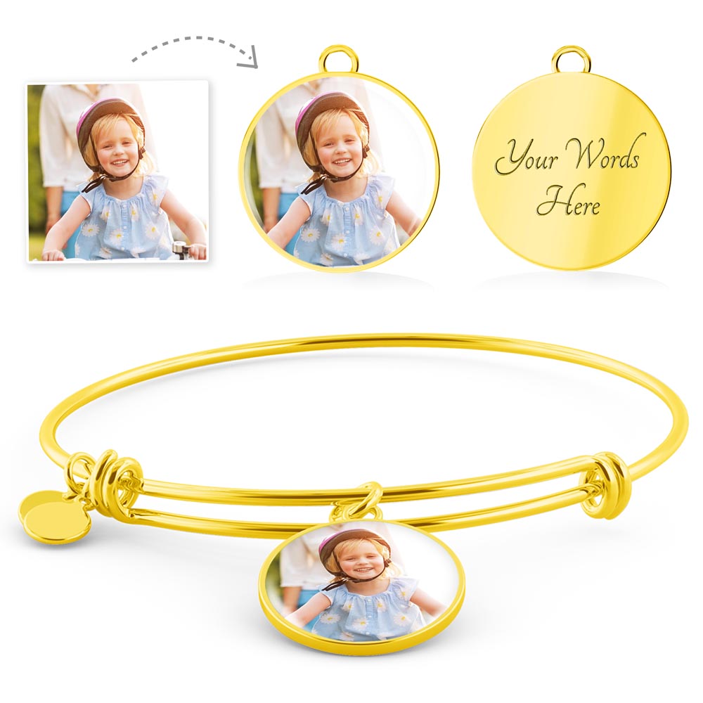 Custom Photo Bracelet Christmas Gift – Personalized Heart Bangle for Soulmate