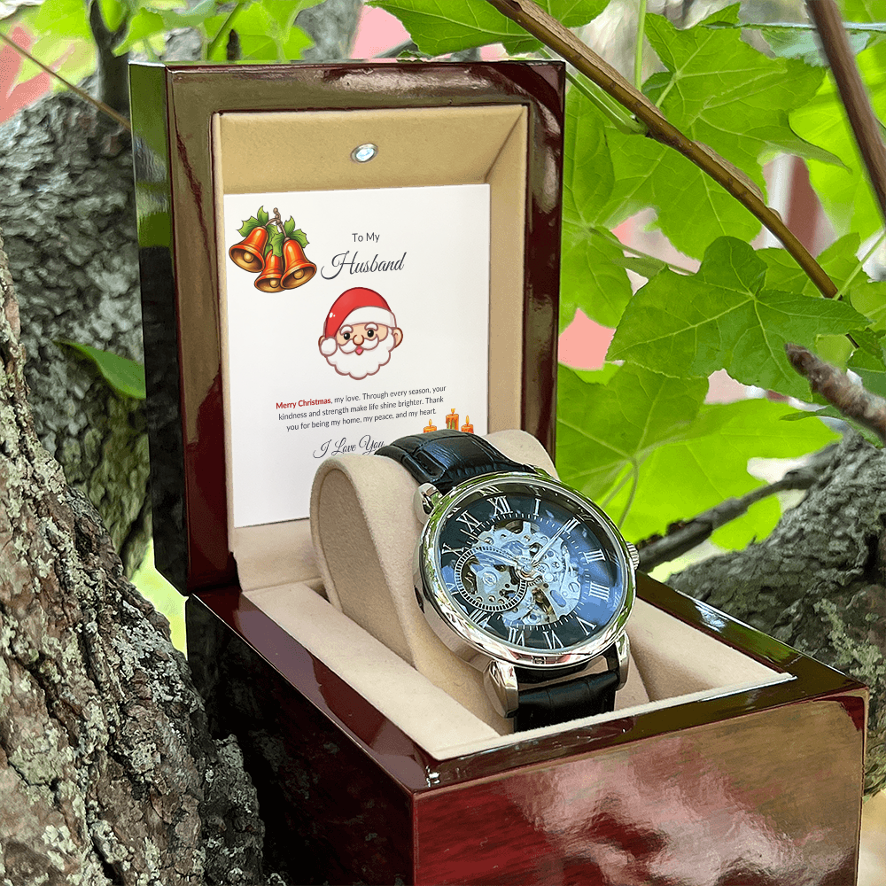 Christmas Gift for Husband – Luxury  Watch with Merry Christmas Message Card