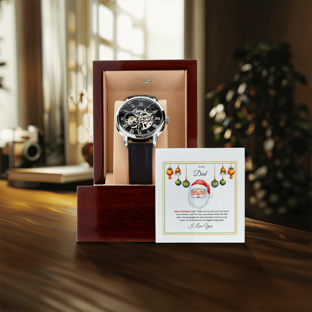 Christmas Gift for Dad – Luxury Watch with Merry Christmas Message Card