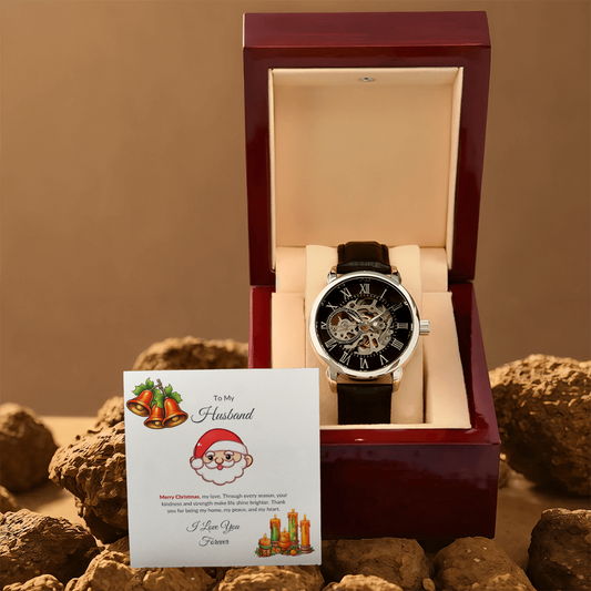 Christmas Gift for Husband – Luxury  Watch with Merry Christmas Message Card