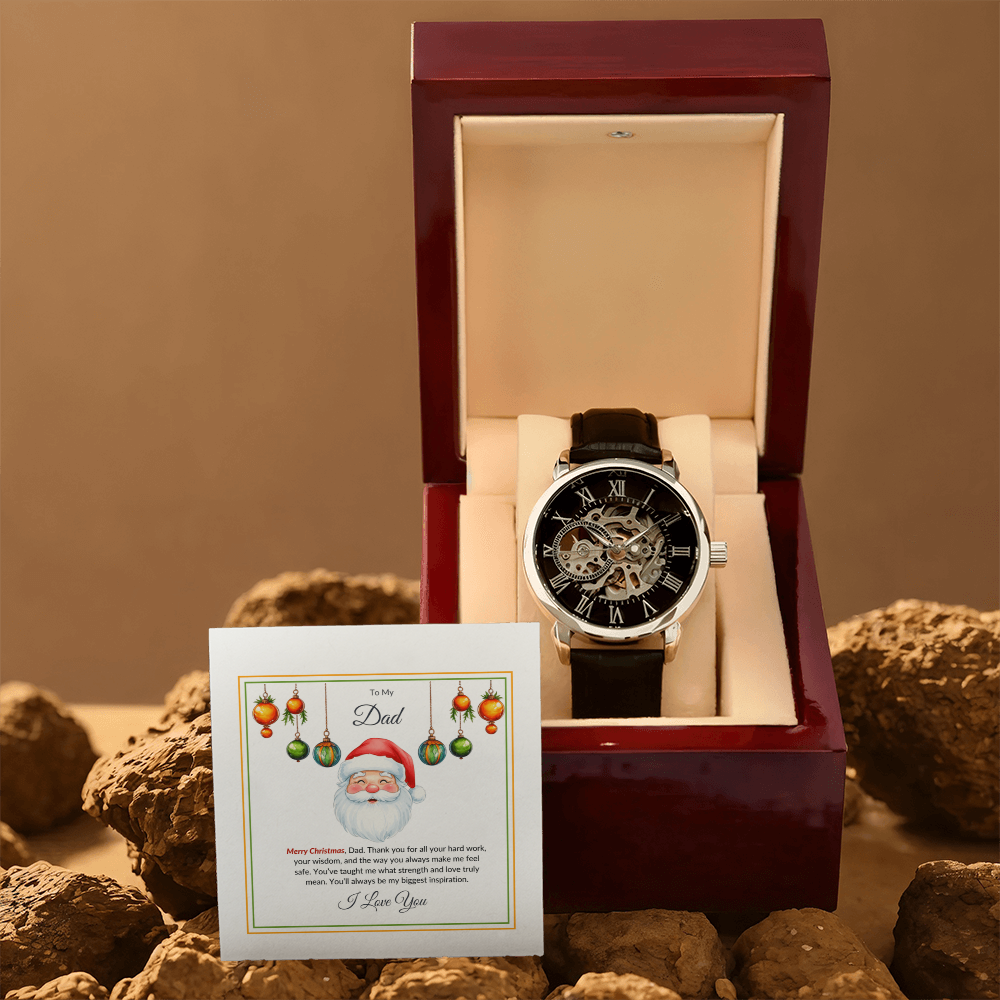 Christmas Gift for Dad – Luxury Watch with Merry Christmas Message Card