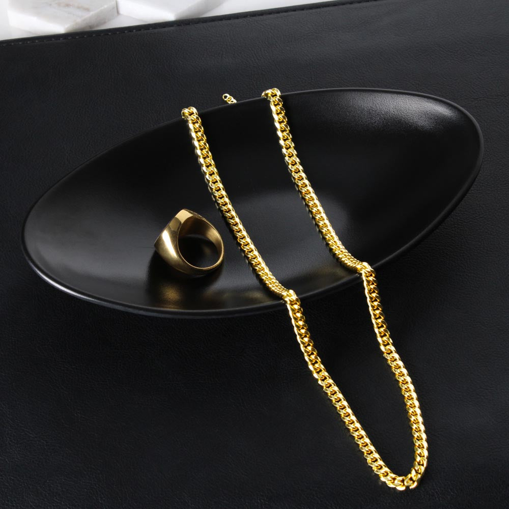 Christmas Gift for Husband – Merry Christmas Cuban Chain Necklace with Message Card