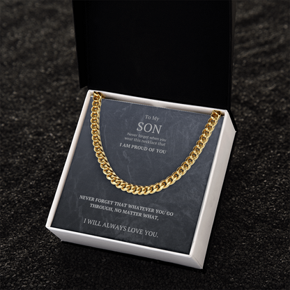Cuban Link Chain Massage card. To my Son